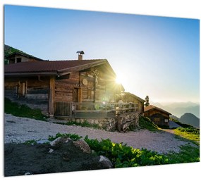 Sklenený obraz - Ráno v alpách, Tirolsko (70x50 cm)