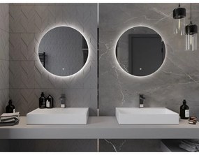 Mexen Erg, okrúhle LED podsvietené kúpeľňové zrkadlo 60 cm, 6000K, vykurovacia podložka proti zahmlievaniu, 9823-060-060-611-00
