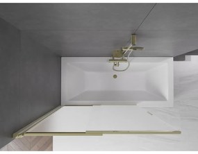 Mexen Fox, 2-krídlová vaňová zástena 120x150 cm, 5mm sklo námraza, zlatý lesklý profil, 891-120-002-50-30