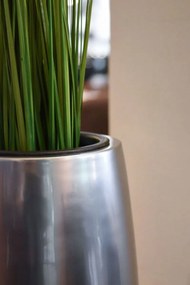 Exkluzívny kvetináč MAGNUM, sklolaminát, výška 80 cm, strieborná metalíza