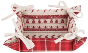 Textilné košíček na pečivo Nordic Christmas - 35 * 35 * 8 cm