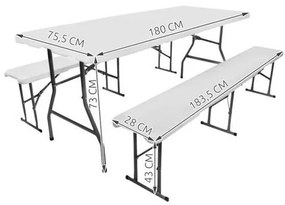 JAKS Skladací stôl 180 cm biely