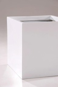 Samozavlažovací kvetináč BLOCK, sklolaminát, 40x40x40 cm, biely mat