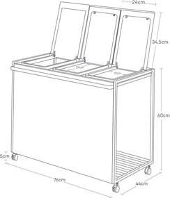 Biely kovový odpadkový kôš na triedený odpad Tower – YAMAZAKI