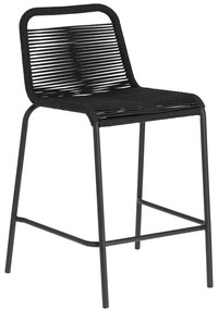 Čierna barová stolička s oceľovou konštrukciou Kave Home Glenville, výška 62 cm