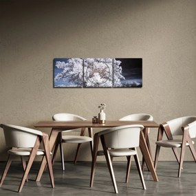 Obraz - Snehobiely strom (s hodinami) (90x30 cm)