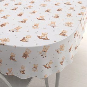 Biante Detský bavlnený oválny obrus Sandra SA-732 Medvedie bábätká na bielom 60x100 cm