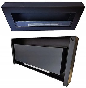 Závesný biokrb so sklom na stenu AIASA BOX ČIERNY MAT 90x40x12