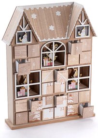 Drevený LED adventný kalendár so šuflíčkami DOMOK