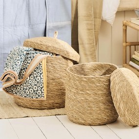 Ib Laursen Úložný veľký kôš s vekom Natural Seagrass M
