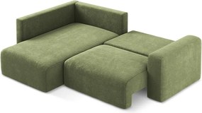 Zelená ženilková rozkladacia/s úložným priestorom rohová pohovka (ľavý roh/do L) Kona – Makamii