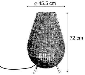 Stmievateľná ratanová stojaca lampa IP65 s diaľkovým ovládaním - Saona