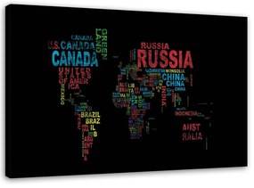 Gario Obraz na plátne Mapa sveta s názvami krajín Rozmery: 60 x 40 cm