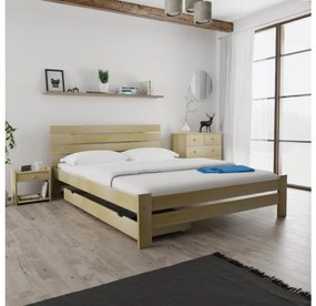 Posteľ PARIS zvýšená 160x200 cm, borovica Rošt: S latkovým roštom, Matrac: Matrac DELUXE 10 cm