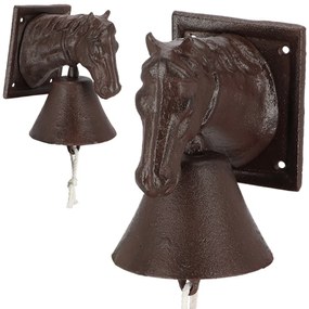 Záhradný zvonček Horse, 18,5x12 cm, liatina, hnedá