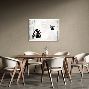 Sklenený obraz - Kresba telefónu na štýl Banksyho (70x50 cm)