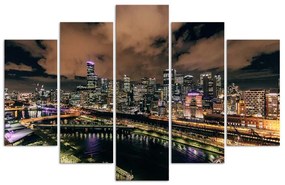 Gario Obraz na plátne Moderné mesto v noci - 5 dielny Rozmery: 100 x 70 cm