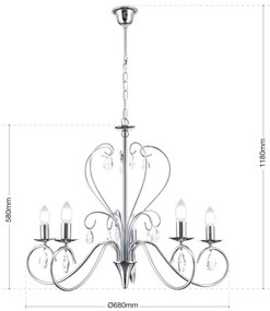 Orion LU 1658/5 - Krištáľový luster na reťazi ALESSIA 5xE14/40W/230V lesklý chróm