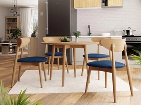 Okrúhly stôl Vidariko FI 100 so 6 stoličkami ST80 01, Dostupné poťahy: Magic Velvet 2216, farebné prevedenie stola v dreve: Prírodná, farebné prevedenie stoličky v dreve: Prírodná