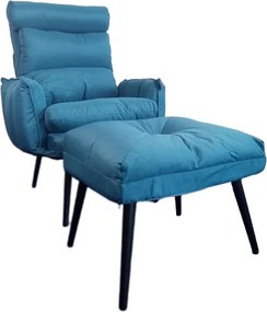 Relaxačné kreslo Dody modré s taburetkou
