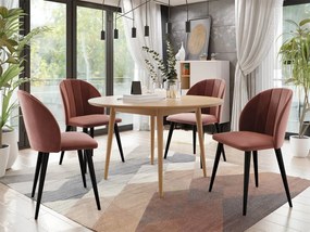 Okrúhly stôl Botiler FI 120 so 4 stoličkami ST100 04, Farby: natura, Farby: čierny, Potah: Magic Velvet 2258 Mirjan24 5903211162336