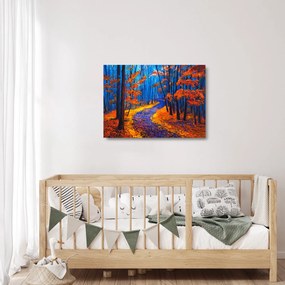 Sklenený obraz jesenného lesa (70x50 cm)