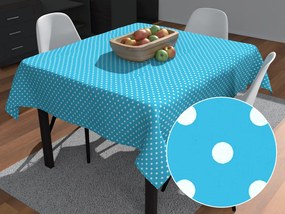 Biante Bavlnený štvorcový obrus Sandra SA-135 Biele bodky na modrom 130x130 cm