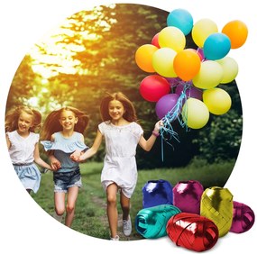 Héliová fľaša 0,42 m3 s balónmi a stuhou Ricokids