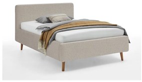 Béžová čalúnená dvojlôžková posteľ s úložným priestorom s roštom 140x200 cm Mattis – Meise Möbel