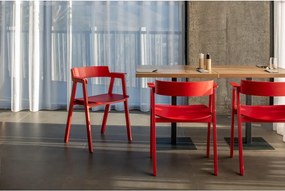 Červená jedálenská stolička s podrúčkami z dubového dreva Flip – Gazzda