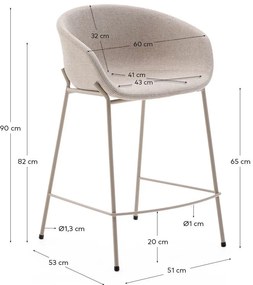 Béžová barová stolička (výška sedadla 65 cm) Yvette – Kave Home