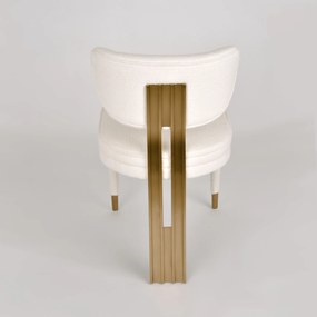Designová jídelní židle Modig M3-14 bouclé bílá/zlatá