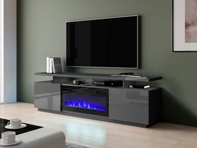 TV skrinka s krbom Anaceta (grafit + grafit lesk) . Vlastná spoľahlivá doprava až k Vám domov. 1106155