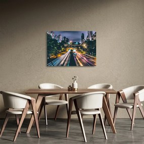 Sklenený obraz nočného mesta (70x50 cm)
