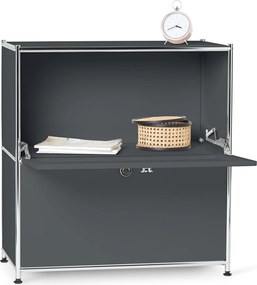 Nízka kovová odkladacia skrinka »CN3« s výklopnými priehradkami, sivá