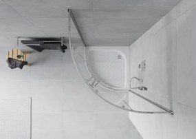 Mexen Rio, štvrťkruhový sprchový kút 90 x 90 cm, 6mm číre sklo, chrómový profil + biela sprchová vanička RIO, 863-090-090-01-00-4710