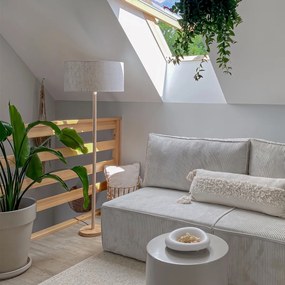 Rustikálna stojaca lampa drevená s hnedým tienidlom - Mels