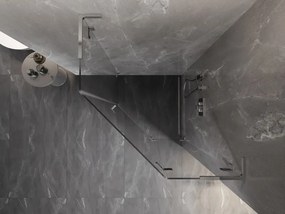 Mexen Lunar, L pravý výklopný päťuholníkový sprchový kút 80 x 80 cm, 8mm číre sklo, chrómový profil, 831L-080P-080L-01-00-P