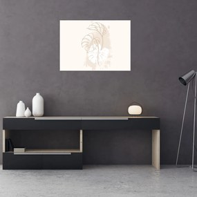 Obraz - Line art monstera N⁰1 (70x50 cm)