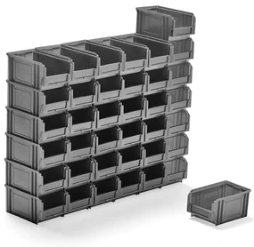 Plastové boxy APART, Š 145 x H 235 x V 125 mm, 38 ks, šedé