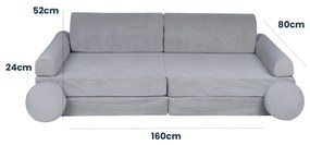Variabilná detská pohovka MeowBaby® Premium, grey