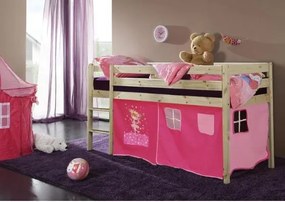 Detská vyvýšená posteľ DOMČEK ružový - PRÍRODNÉ