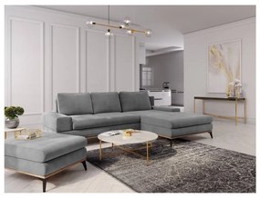 Sivá rozkladacia rohová pohovka Windsor &amp; Co Sofas Planet, pravý roh
