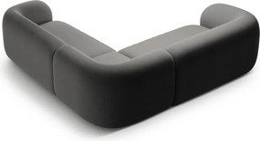 Tmavosivá zamatová rohová pohovka Kate – Micadoni