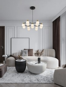 Zlato-čierno-biely moderný luster Ovalino 73