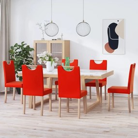 Jedálenské stoličky z umelej kože 6 ks červené