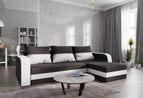Expedo Rohová rozkládacia sedačka WELTA, 235x85x139, čierná/biela, mikrofáze04/biela
