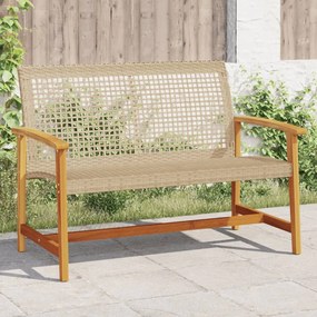 Záhradná lavica béžová 112 cm polyratan a akáciové drevo 367600