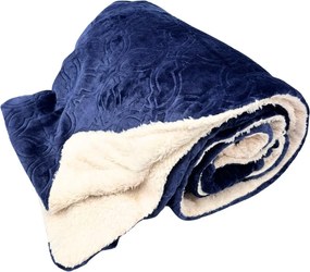 Home Elements Mikroflanelová deka, Ornament, tmavo modrá