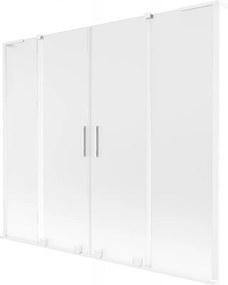 Mexen Velar L Duo, 2-krídlová posuvná vaňová zástena 170 x 150 cm, 8mm sklo námraza, biela matná, 896-170-003-32-20